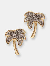 Load image into Gallery viewer, Grey Druzy Palm Tree Earring in Gold