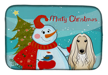 Load image into Gallery viewer, 14 in x 21 in Snowman with Afghan Hound Dish Drying Mat