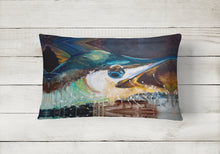 Load image into Gallery viewer, 12 in x 16 in  Outdoor Throw Pillow Blue Marlin Canvas Fabric Decorative Pillow
