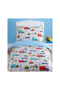 Childrens/Kids Truck Duvet Set (Junior) - White/Blue