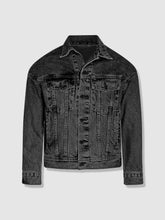 Load image into Gallery viewer, Shorter Washed Black Denim Jacket