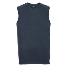 Load image into Gallery viewer, Russell Collection Mens V-Neck Sleevless Knitted Pullover Top / Jumper (French Navy)