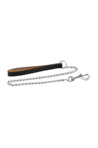 Ancol Chain Medium Leather Dog Lead (Black) (32in)