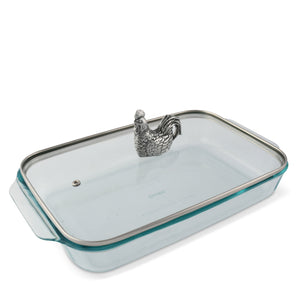Rooster Lid with Pyrex 3 quart Baking Dish