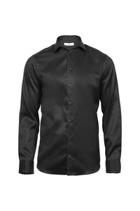 Tee Jays Mens Luxury Slim Fit Long Sleeve Oxford Shirt (Black)