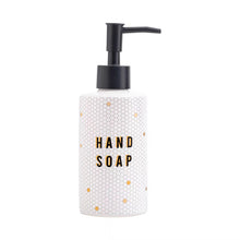 Load image into Gallery viewer, 8.5oz White, Gold + Black Honeycomb Tile Hand Soap Dispenser