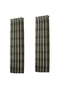 Riva Home Aviemore Checked Pattern Ringtop Curtains/Drapes (Natural) (90 x 72in (229 x 183cm))
