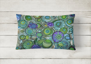12 in x 16 in  Outdoor Throw Pillow Abstract in Blues and Greens Canvas Fabric Decorative Pillow