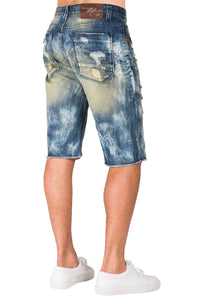 Men Relax Premium Denim Cut Off Shorts Vintage Distressed Mended