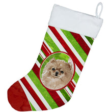 Load image into Gallery viewer, Christmas Snowflakes Pomeranian Christmas Stocking