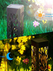 12 Pks Garden Lawn Backyard Patio Solar Led Light Pathway Leaf Pattern - Warm Color