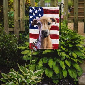 11" x 15 1/2" Polyester Italian Greyhound American Flag Garden Flag 2-Sided 2-Ply