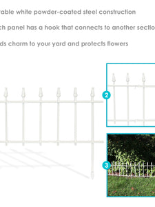 Garden Fence Decorative Outdoor Lawn Edging Border 5 Panels Roman Design Black