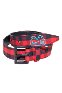 Mens 6.0 Saloon Check Belt - Red