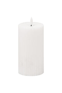 Luxe Collection Ribbed Natural Glow Electric Candle - White - 23cm x 9cm x 9cm