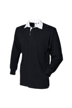 Load image into Gallery viewer, Front Row Kids Big Boys Long Sleeve Plain Rugby Sports Polo Shirt (Black)