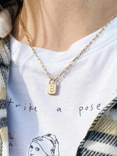 Load image into Gallery viewer, Kinsley Padlock Initial Necklace in Worn Gold