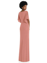 Load image into Gallery viewer, Faux Wrap Split Sleeve Maxi Dress With Cascade Skirt