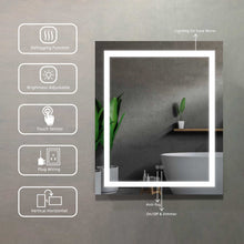 Load image into Gallery viewer, Superior 24&quot; W x 30&quot; H Rectangular Frameless Anti-Fog Wall Bathroom LED Vanity Mirror In Silver