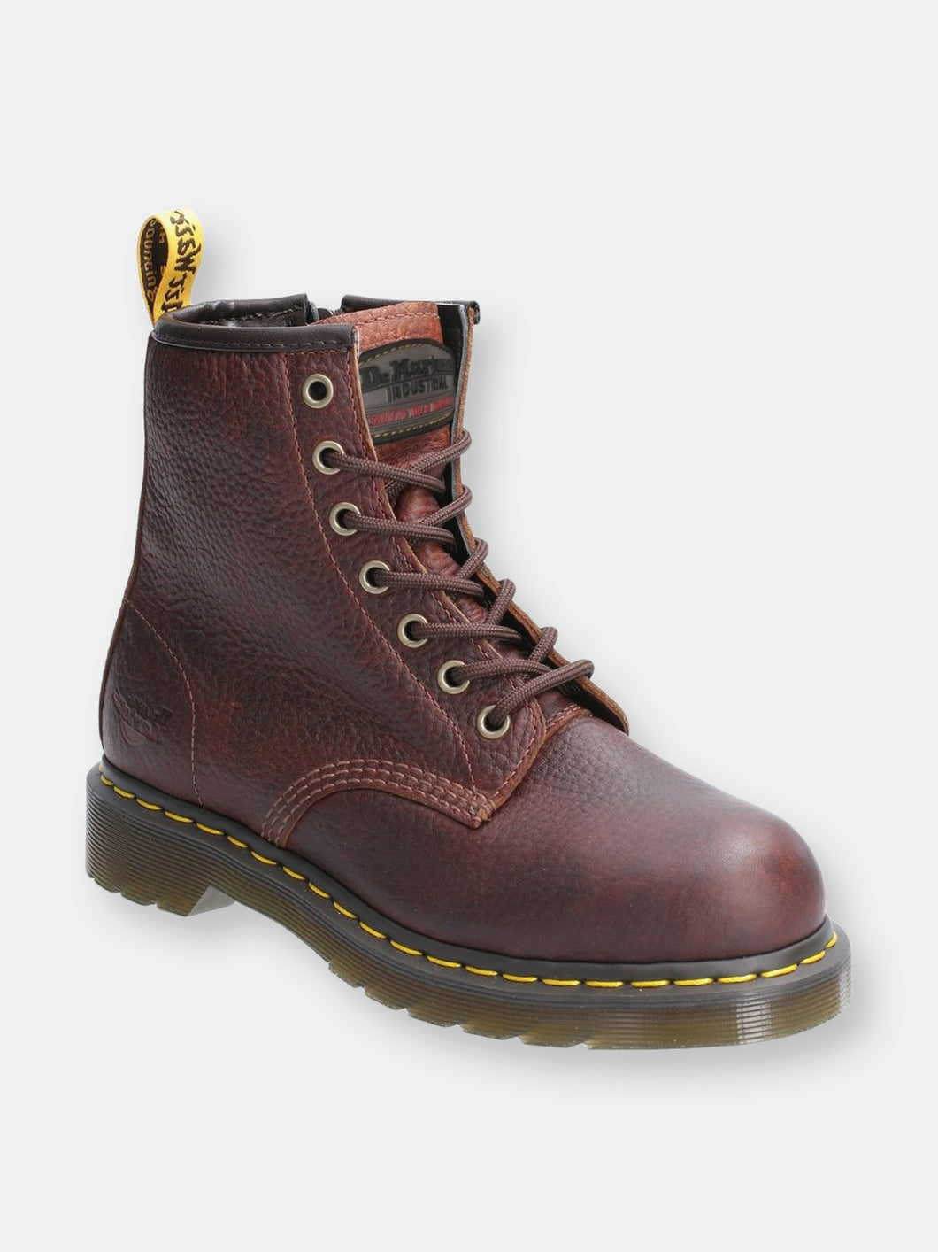 Womens/Ladies Maple Zip Lace Up Leather Safety Boot - Brown