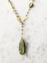 Load image into Gallery viewer, Diana Montecito Necklace in Polished Pyrite with Labradorite Drop