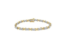 Load image into Gallery viewer, 2 Micron 14KT Yellow Gold Plated Sterling Silver Diamond X Link Bracelet