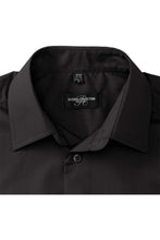 Load image into Gallery viewer, Russell Collection Mens Easy Care Tailored Poplin Shirt (Black)