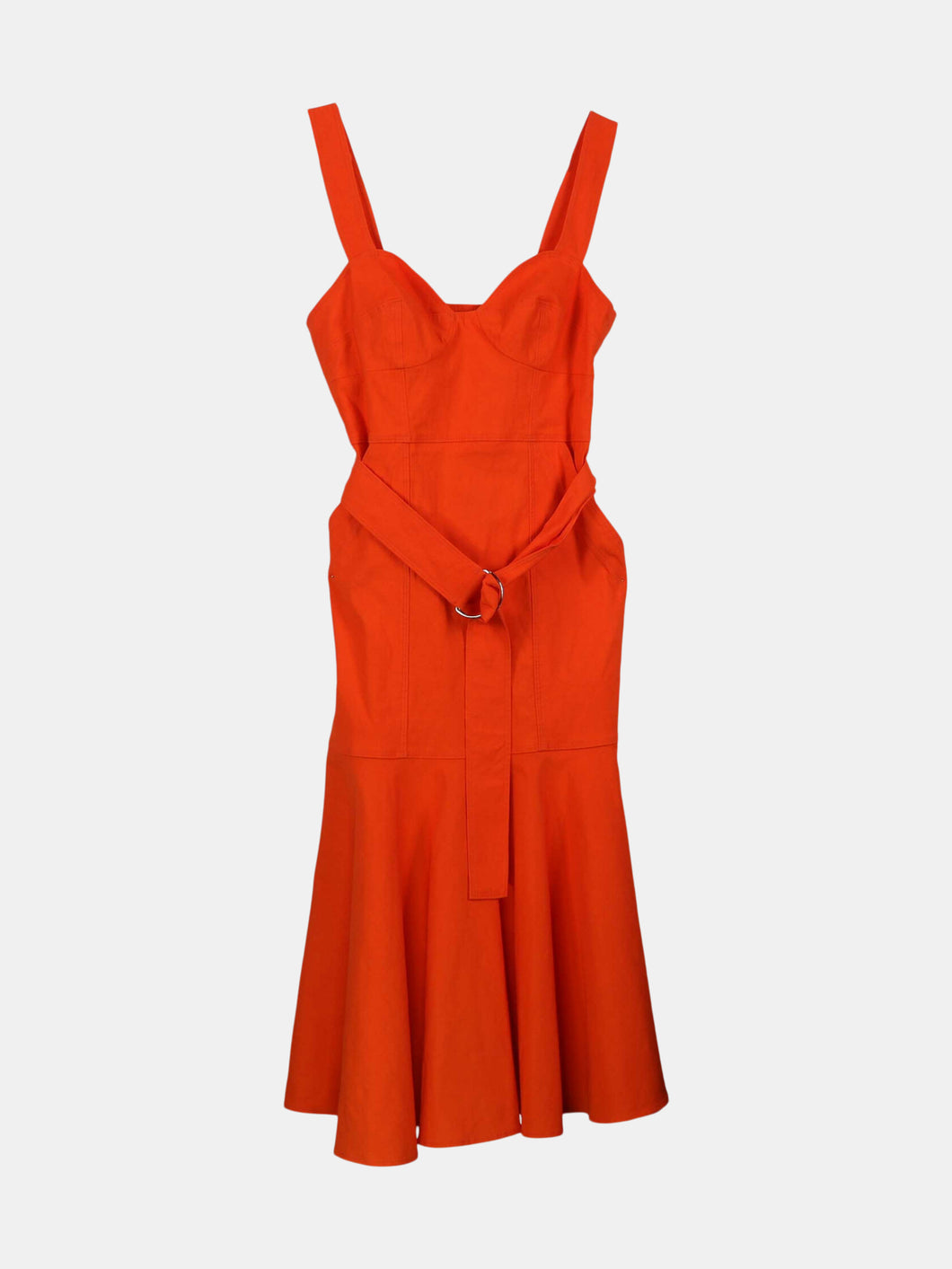 A.L.C Women's Orange Belted Flared Dress