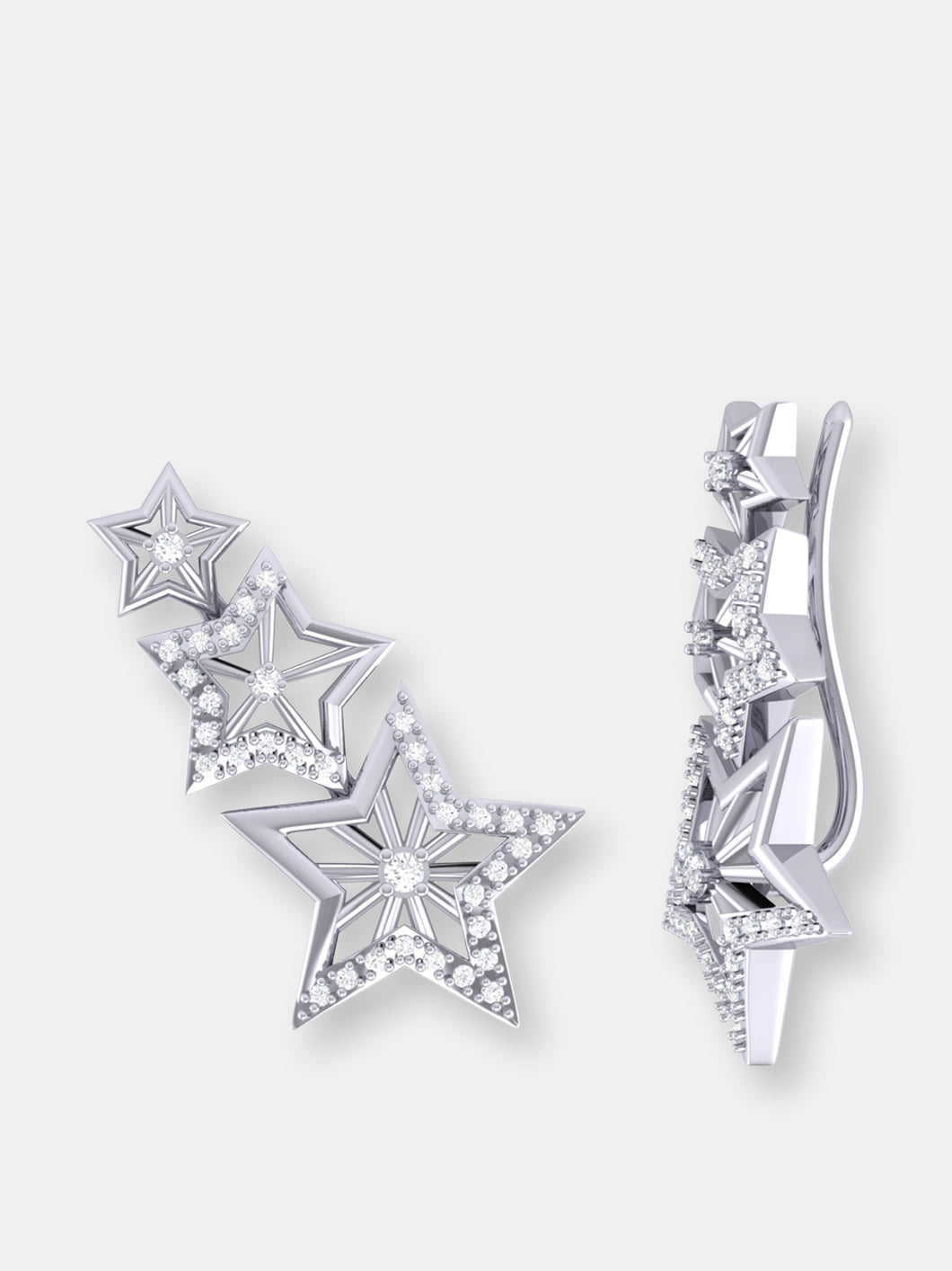 Starburst Diamond Ear Climbers In Sterling Silver