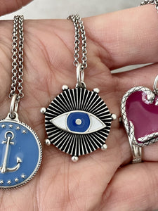 Evil Eye Enamel Medallion Necklace