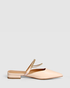 On The Go Leather Flat - Nude
