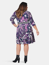 Load image into Gallery viewer, Banded Perfect Wrap Dress in Retro Floral (Curve)