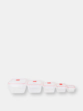 Load image into Gallery viewer, 10 Piece Locking Square Plastic Food Storage Containers with Ventilated Snap-On Lids, Red