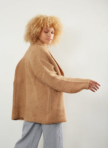 Shearling Shawl Cardigan - Camel