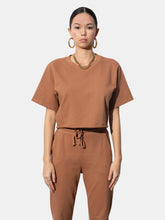 Load image into Gallery viewer, Ally Camel Organic Cotton Terry Crop Top
