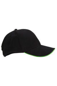 Adults Unisex Athleisure Cotton Baseball Cap (Pack of 2) - Black/Lime Green