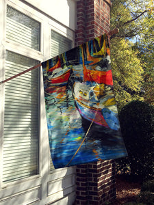28 x 40 in. Polyester Boat Talk Sailboats Flag Canvas House Size 2-Sided Heavyweight