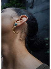 Load image into Gallery viewer, Rise &amp; Shine Turquoise &amp; Diamond Sun Earrings In 14K Yellow Gold Plated Sterling Silver