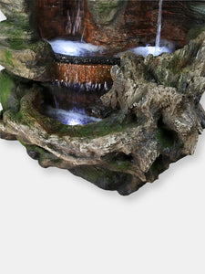 Sunnydaze Large Flat Rock Summit Waterfall Fountain with LED Lights - 61 in