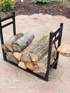Sunnydaze Log Rack and Kindling Holder 30" Steel with Black Finish Wood Storage