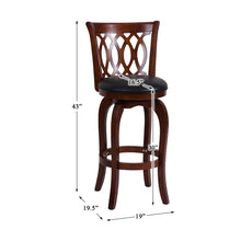 Load image into Gallery viewer, Canovia Dark Cherry Full Back Wood Frame Swivel Bar Stool with Faux Leather Seat