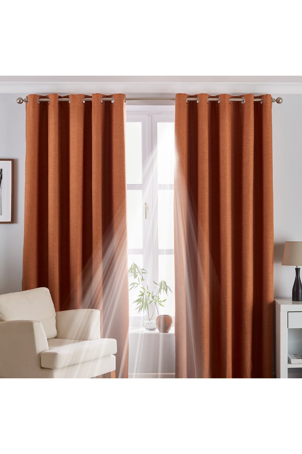 Riva Paoletti Eclipse Ringtop Eyelet Curtains (Orange) (66 x 90 in)