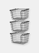 Load image into Gallery viewer, Oceanstar Stackable Metal Wire Storage Basket Set for Pantry, Countertop, Kitchen or Bathroom
