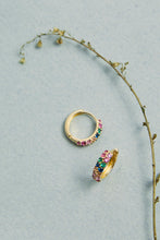 Load image into Gallery viewer, Rainbow Gold Huggie Earrings