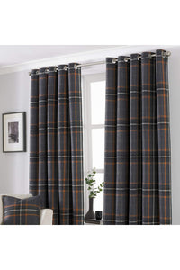 Riva Home Aviemore Checked Pattern Ringtop Curtains/Drapes (Rust) (90 x 72in (229 x 183cm))