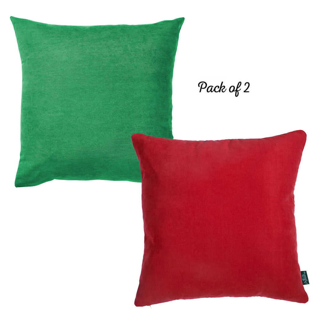 Decorative Christmas Colors Solid Throw Pillow Cover Set Of 2 Square 18