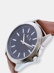 Armani Exchange Men's Drexler AX2635 Silver Leather Japanese Quartz Fashion Watch