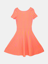 Load image into Gallery viewer, Carolina Herrera Women&#39;s Coral Multi Bateau Neck Short Sleeve Fit and Flare Dress