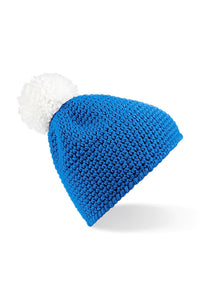 Beechfield Unisex Slopeside Winter Beanie Bobble Hat (Sapphire / White)