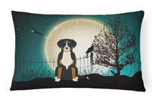 Load image into Gallery viewer, 12 in x 16 in  Outdoor Throw Pillow Halloween Scary Greater Swiss Mountain Dog Canvas Fabric Decorative Pillow